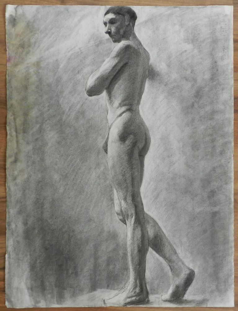 Détails Sur Grande Academie Etude Dhomme Nu Dessin Ancien 1920 Nu Masculin 6